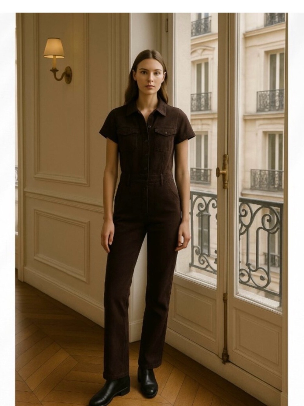 YFB Young Fabulous & Broke Denim Aviator Jumpsuit Brown Coverall Utility Small